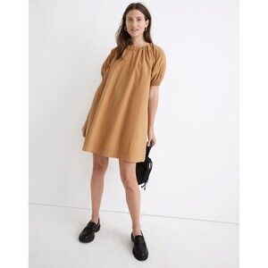 Madewell Crinkle Poplin Puff-Sleeve Mini Dress New Without Tags Size M Medium